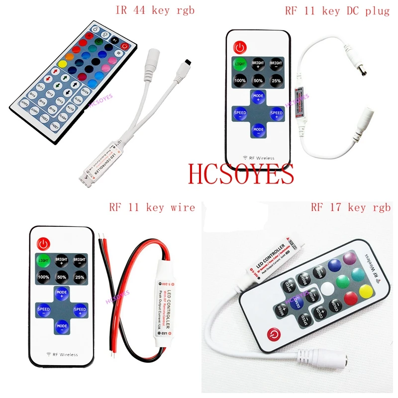 

RGB LED strip mini controller dimmer IR Infrared RF Wireless Remote 44 24 17 rgb key