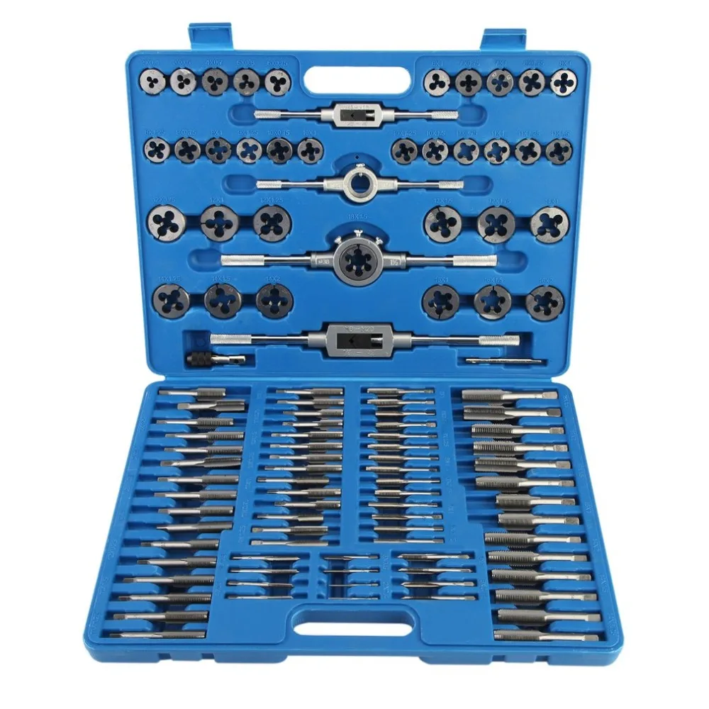 

110 Pcs/set Professional Tap Die Set Sheet Metal Hand Tools For Straight Accurate Thread Cutting With Storage Case
