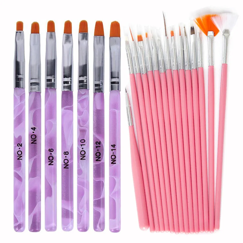 

AddFavor 15Pc Nail Painting Brush Set 7Pc Acrylic Nail Art Brushes Dotting Pen Nail Gel Polish Remover Wipes Nail DIY Brushes