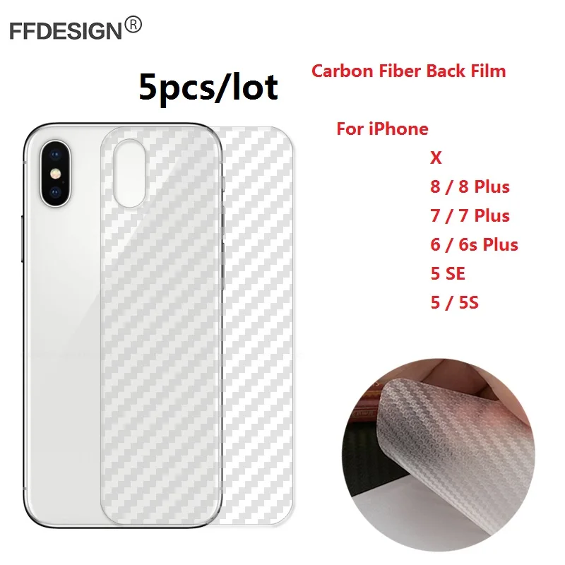 

5pcs 3D Carbon Fiber Protective Back Film For iPhone X 5 SE 5S 6 6s 7 8 Plus Back Protector Protection Film Cover Foil Guard