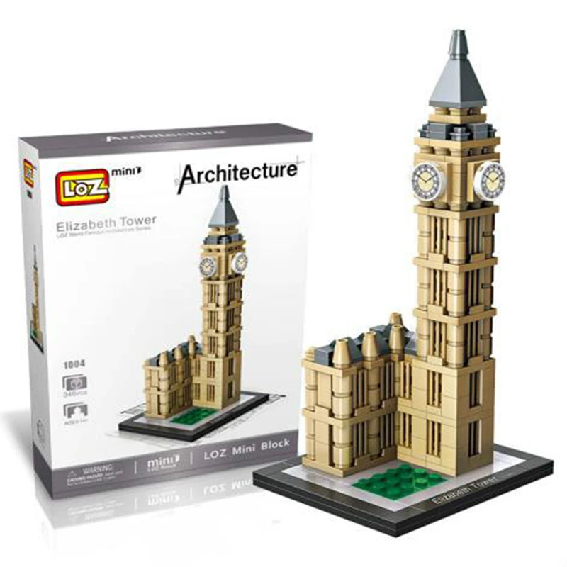 

LOZ Mini Blocks Elizabeth Tower London Big Ben Clock Famous Building Architecture Model Bigben Model Plastic Toy Bricks DIY 1004