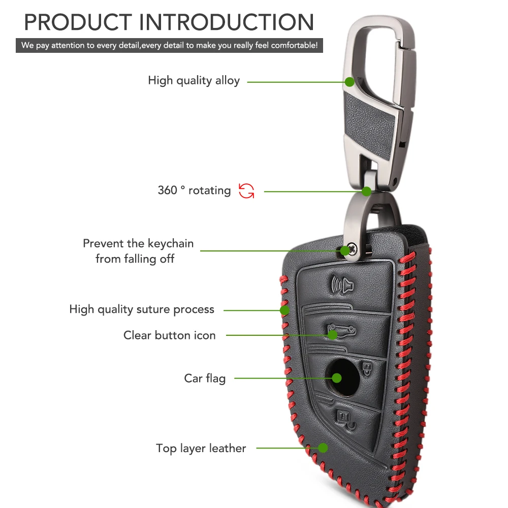 3 кнопки из натуральной кожи Автомобильный Брелок дистанционного управления с
