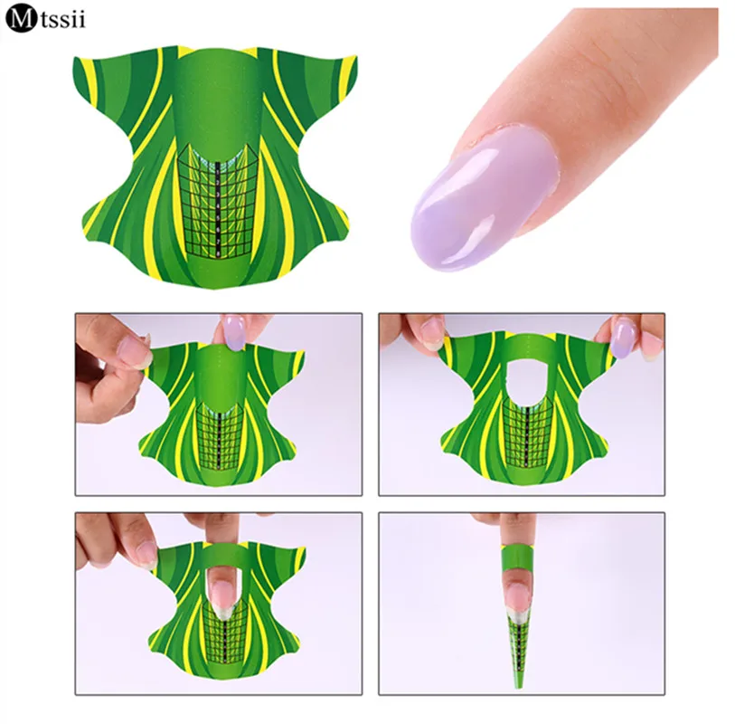 

Mtssii 300Pcs/Lot Green Plane Shape Nail Form Art Tip Extension Tools Forms Guide French Acrylic Nail UV Gel Green Stickers