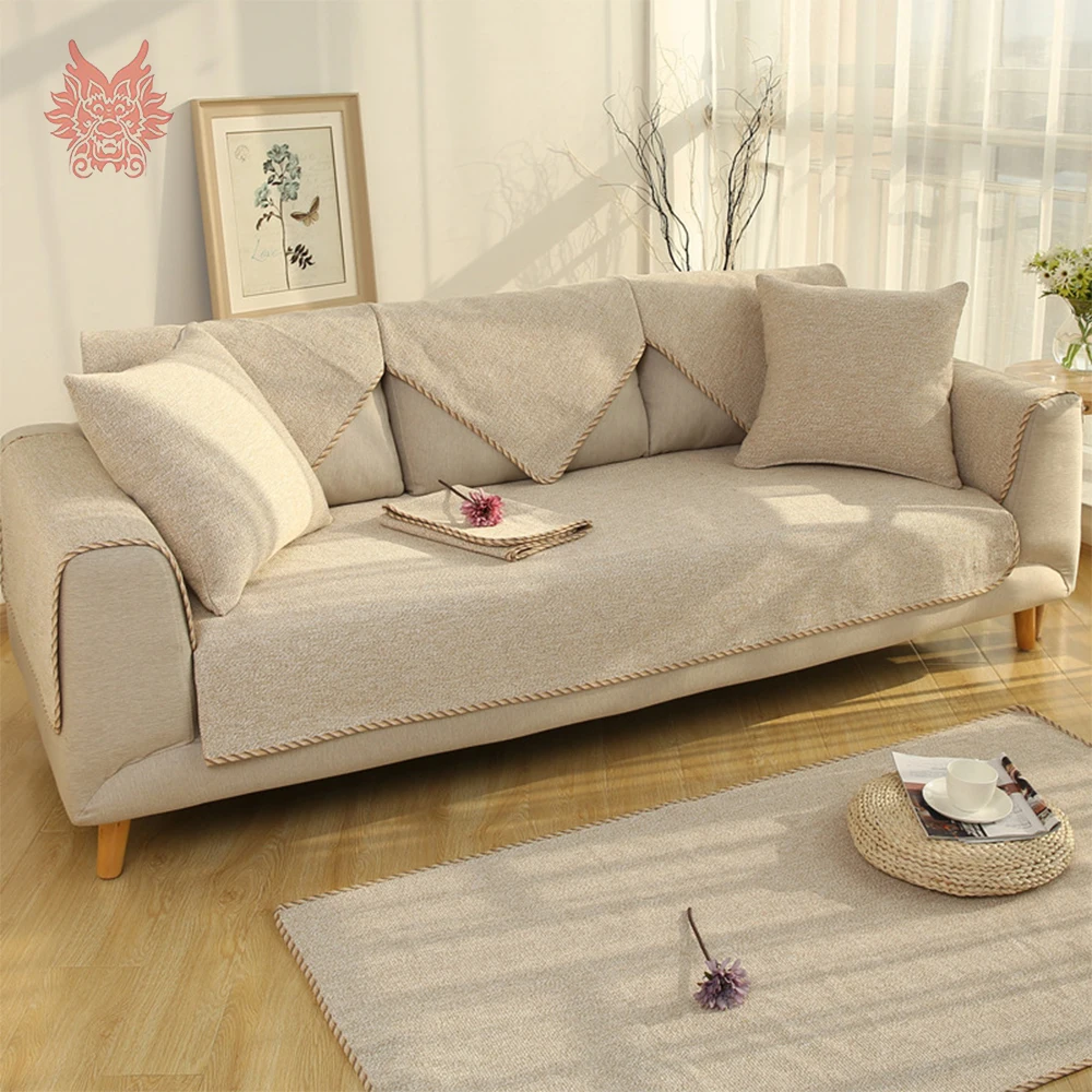 Europe style beige coffee grey heavyweight cotton linen weaving sofa