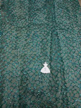 

2017 best quality Nigerian style glitter tulle net lace fabric for wedding