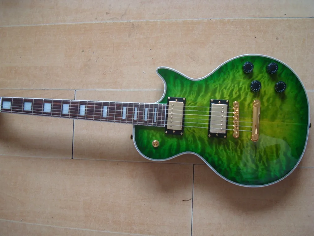 Brand new arrival guitars OEM custom green quilted top beauty Electric