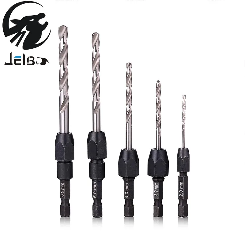 

Jelbo 5 Sets Handle Hexagonal Twist screw Drill Quick Change Metal Stainless Steel Hole Twist Drill Power Tool Set