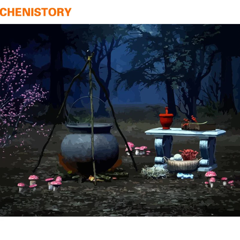 CHENISTORY рамка Хэллоуин DIY картина по номеру набор Современная Настенная