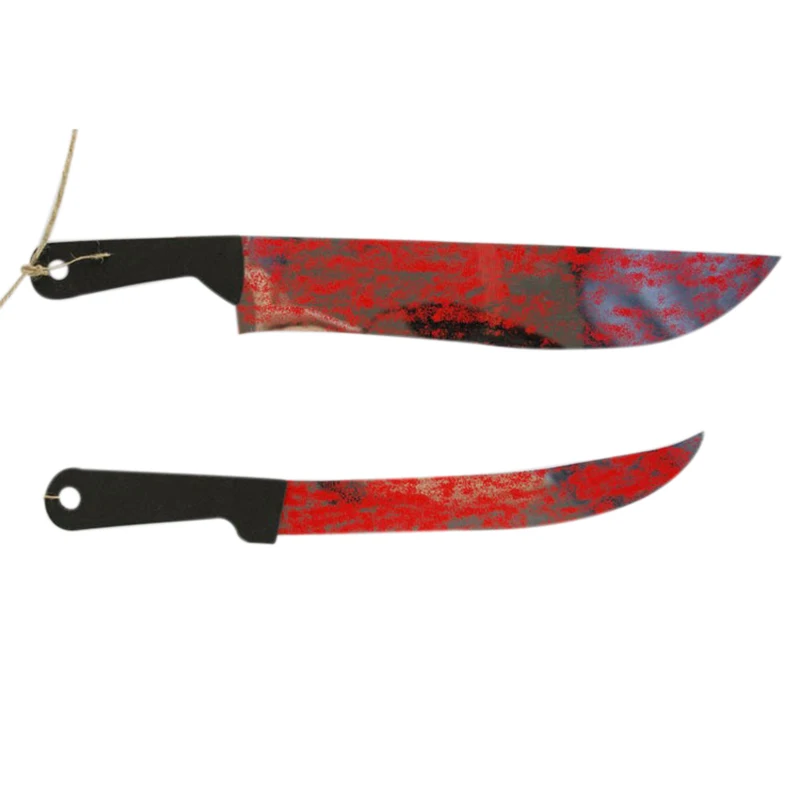 

7.5 ft Long Paper Bloody Splatter Halloween Horror Scary Butcher Knife Chainsaw Weapon Killer Tools Garland Party Decoration H
