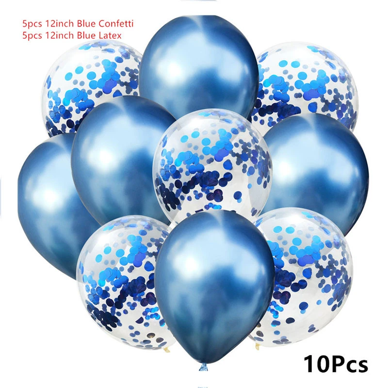 Воздушный шар на день рождения Babyshower, воздушный шар на день рождения для мальчиков/девочек, украшение для вечеринки на день рождения, воздушный шар для детей, декор для детей, воздушные шары - Цвет: 10pcs Metal Blue
