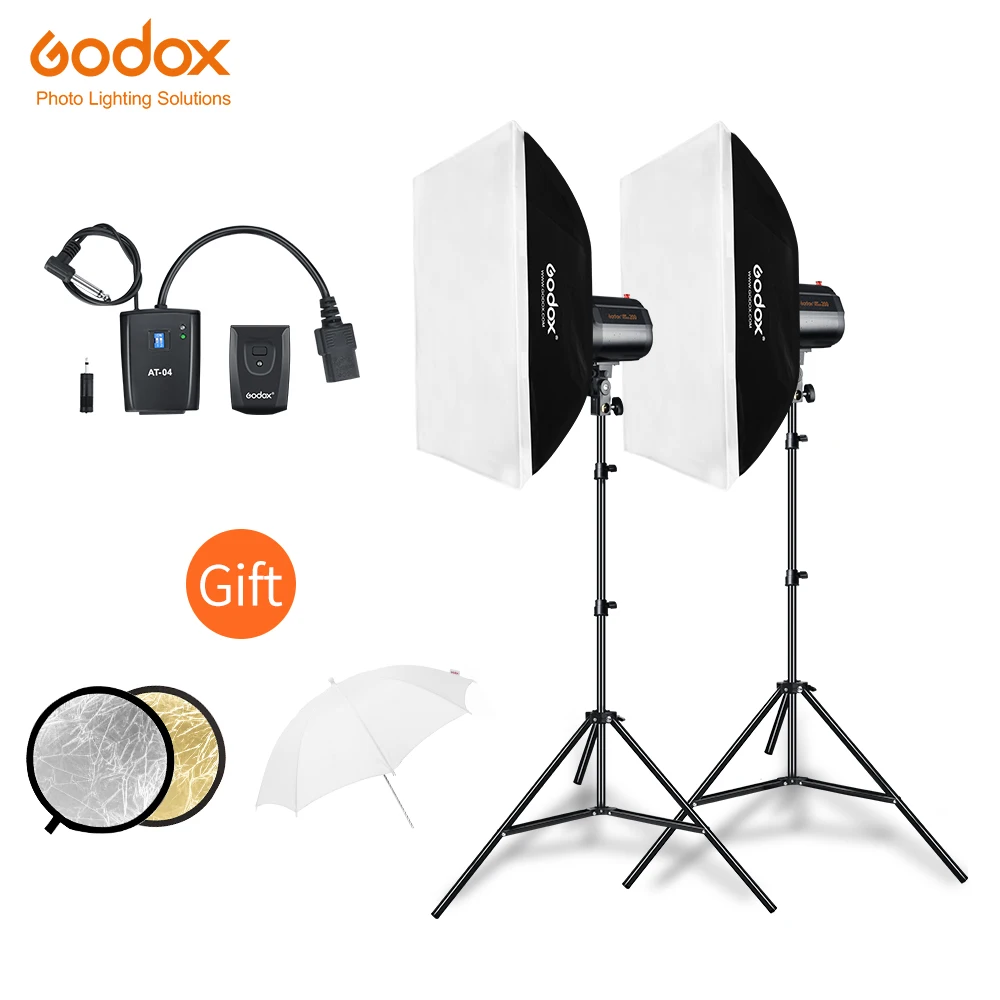 

Godox 400Ws 2x 200Ws Strobe Studio Flash Light Kit with AT-16 Trigger + 50x70cm Softbox + 190cm Light Stand with Reflector