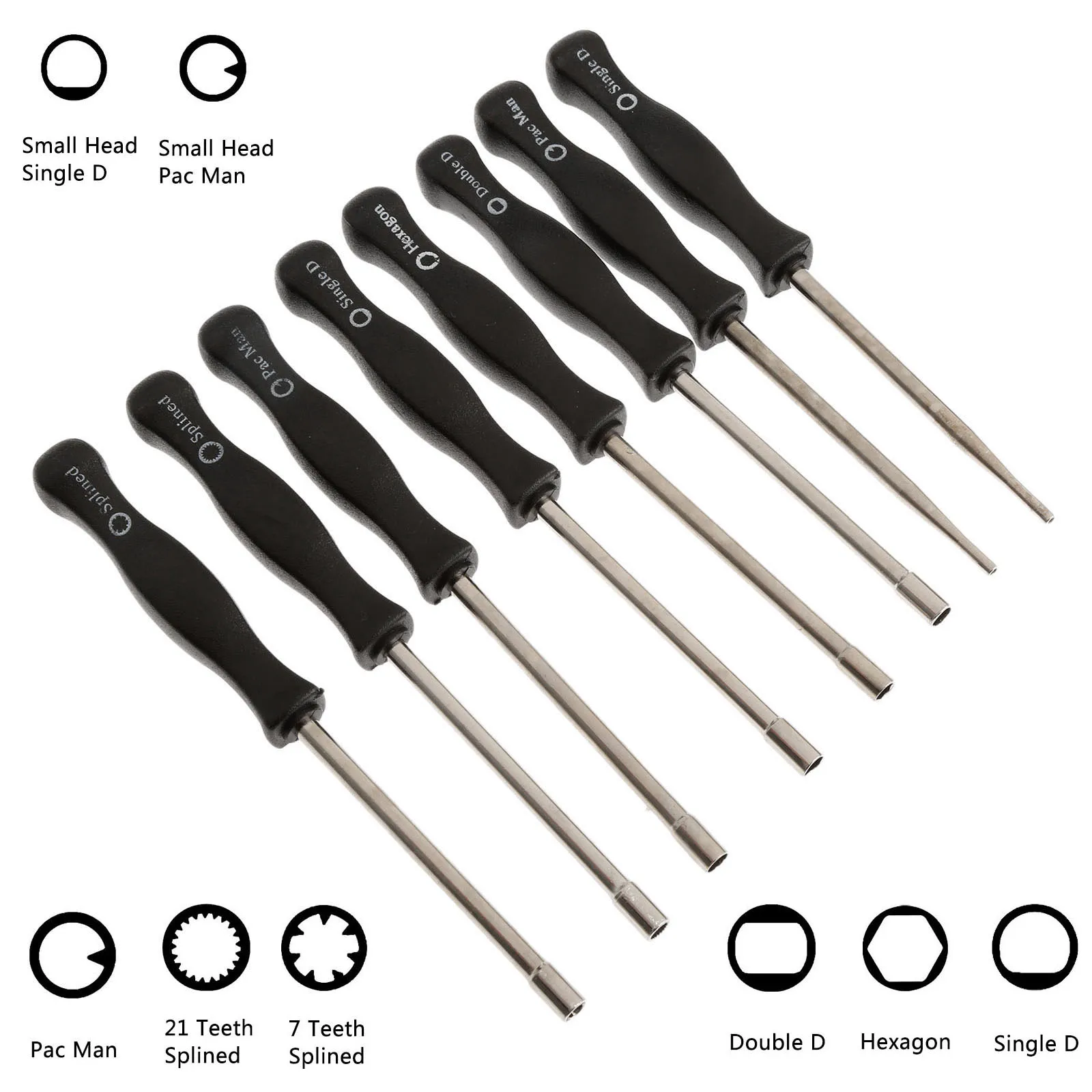 8Pcs Carburetor Adjustment Tool Pac Man/Small Head Pac Man/Single D