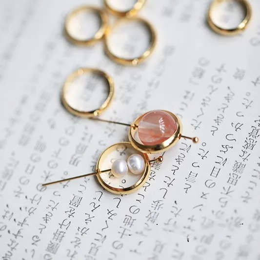 

DIY 18K gold jewelry accessories accessories through double circular edged ring