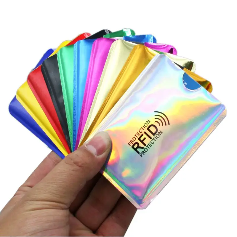 

Multicolor Laser Aluminium Anti Rfid Wallet Blocking Reader Lock Bank Card Holder ID Bank Card Case Men Protection Metal Credit