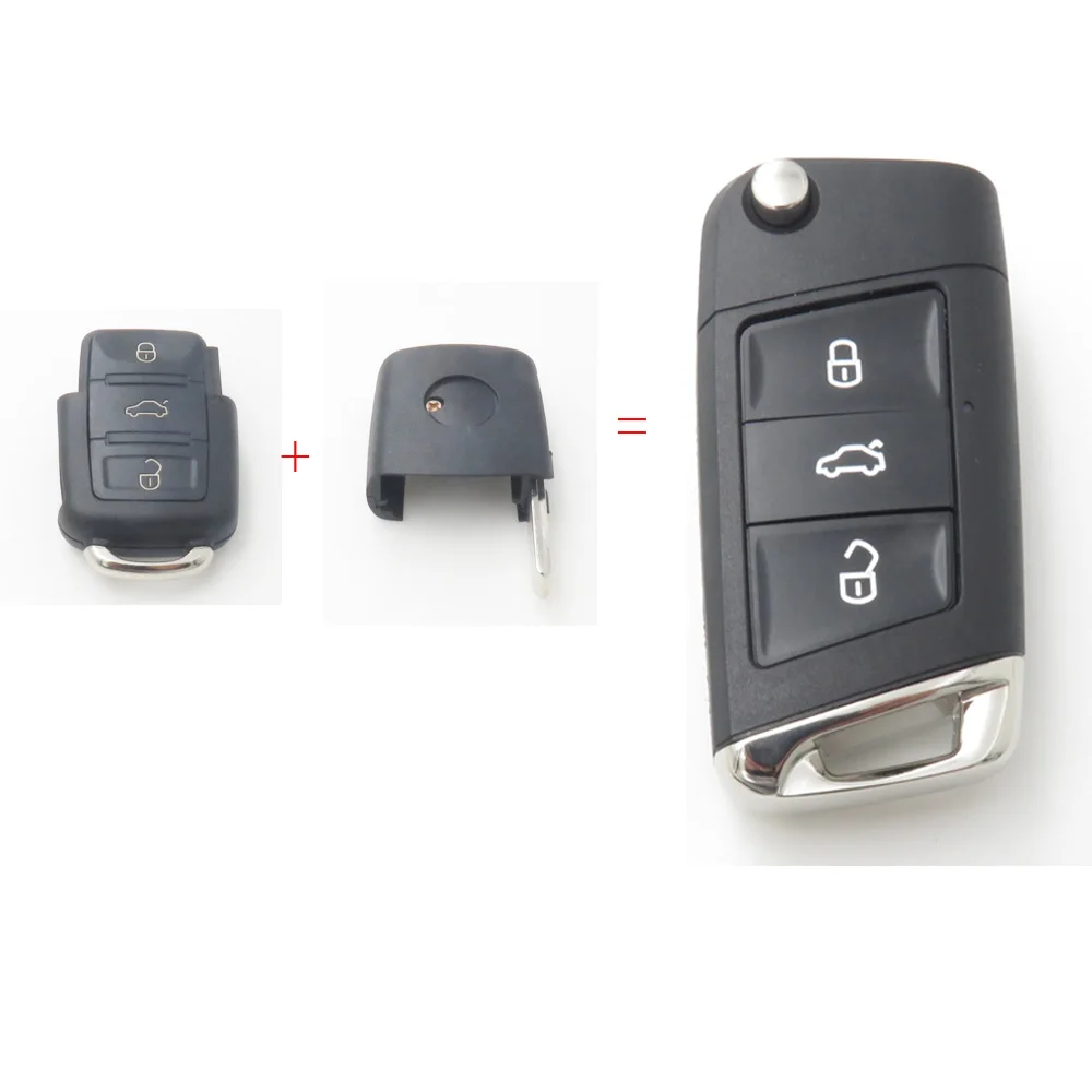 

Xinyuexin Modified Flip Remote Key Shell FOB Case for VW Jetta Golf Passat 3Button Remote Key Change To New Style No Logo