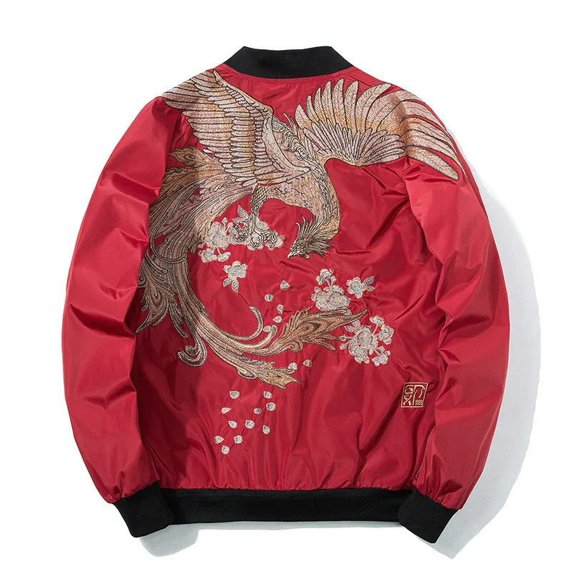 Billige Frühling Pilot Bomber Jacke Männer Frauen Vogel Stickerei Baseball Jacke Mode Casual Jugend Paare Mantel Japan Streetwear