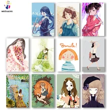 DIY цветные картинки по номерам с цветами Молодежная девушка иллюстрация Картина Рисунок Живопись по номерам Обрамленный дом