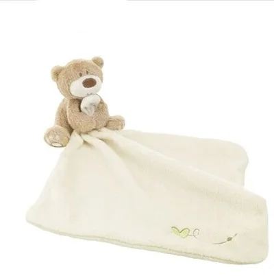 Детская Соска с мишкой Полотенца Детские игрушки Плюшевые увлечения Куклы супер мягкий спокойное полотенце для захвата утешительная кукла красивый дизайн с медведем - Цвет: white towel