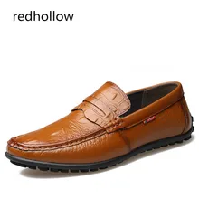 2019 Genuine Leather New Fashion Men Casual Shoes Slip on Soft Breathable Men Flat Driving Moccasins High Quality Men Loafers bimuduiyu minimalist soft knot loafer flat shoes for men s driving high quality breathable suede leather brand new casual sale