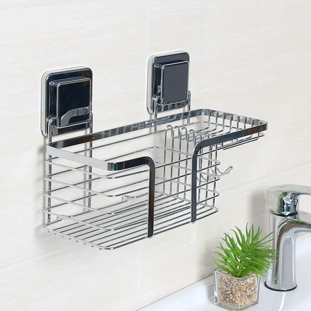 

Stainless Steel Bathroom Shower Sink Soap Dish Holder Basket Shelves with Soap Dishes Hooks for Bathroom Accessories