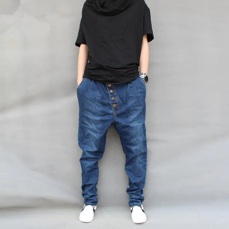 Plus Size M 6XL Mens Harem Pants Loose Fit Slim Bottom Jeans Buttom Fly Hip Pop