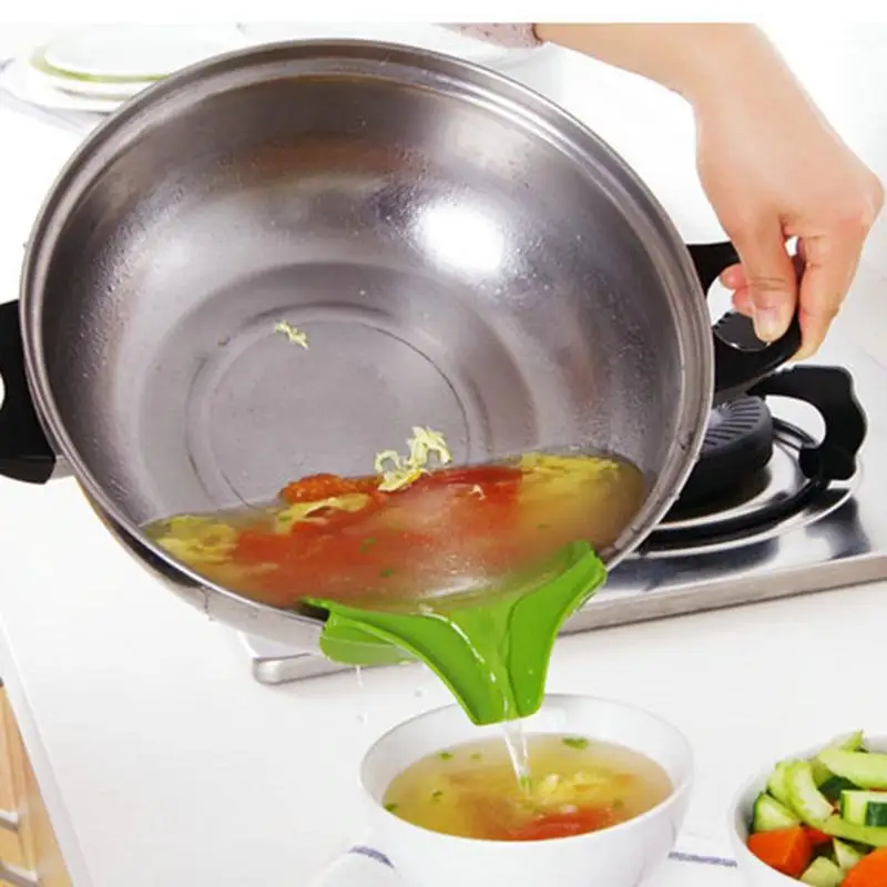 

Pots Pans Rim Leak-proof Kitchen Funnel Tools Pots and Pans To Prevent Spills Circular Rim Deflector Liquid Silicone Funnel