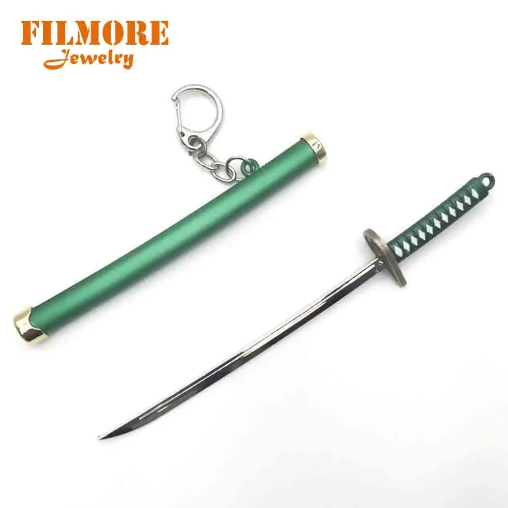 

New Anime One Piece Pirates Characters Roronoa Zoro Swords Scabbard Weapon Keychains One Piece Key Chain Car Hanging Keyrings