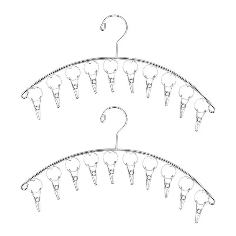 

2pcs Stainless Steel Clothes Drying Durable Laundry Rack Hanger Clips For Towels Socks Diapers Underwear
