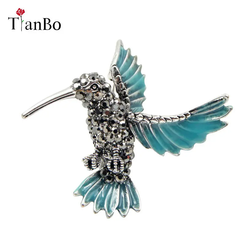 

Hummingbird Brooch Pin Crystal Rhinestone Animal Bird Women Garment Scarf Accessory Vintage Jewelry