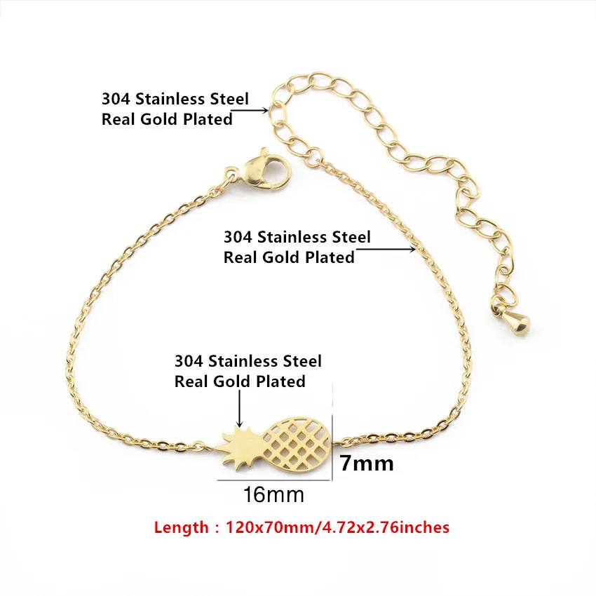 Минимализм браслет ананас для женщин Изысканные Подарки BFF ювелирные изделия дружба нержавеющая сталь Розовое золото ананас браслет Femme