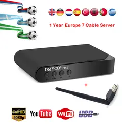 HD DVB-S2 спутниковый ресивер Полное 1080 p рецепторов D1S декодер совместим с YouTube с USB WI-FI 1 год Европа 7 кабеля сервера