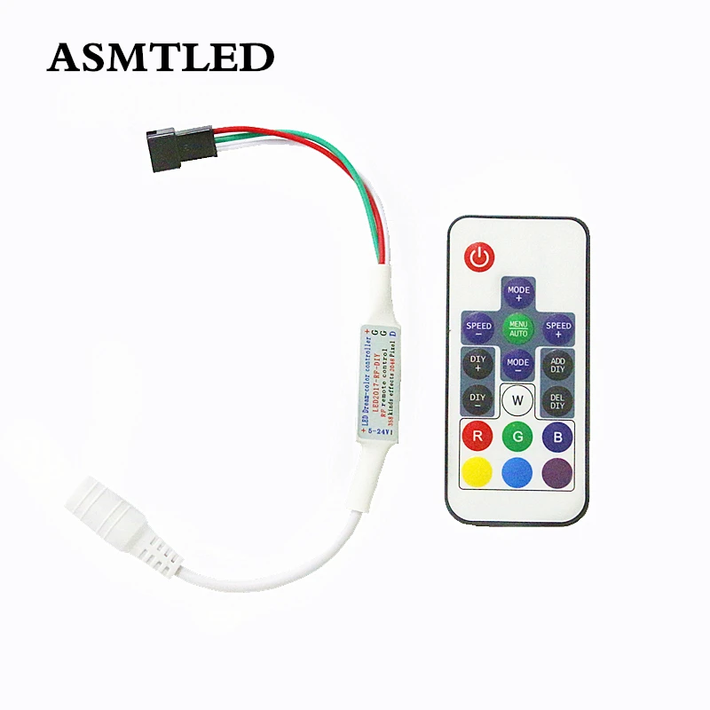 

DC5-24V 358Kinds Effects 2048 Pixels 17Key RF DIY Dream Color LED Remote Controller For 5V 12V Pixel LED Strip / Modules / Panel