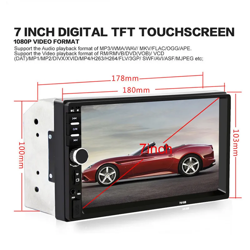 7018B 7 Bluetooth2 0 2DIN font b Car b font font b Radio b font Audio
