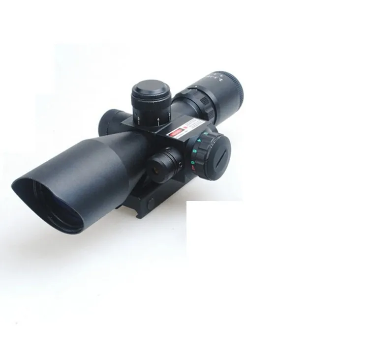 Бесплатная доставка 2,5-10X40 Riflescope с подсветкой тактический Riflescope с красным лазером область охоты