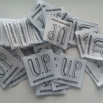 

1000PCS Custom End fold White bag cartoon logo cloth woven label 3.5 * 3.5 cm