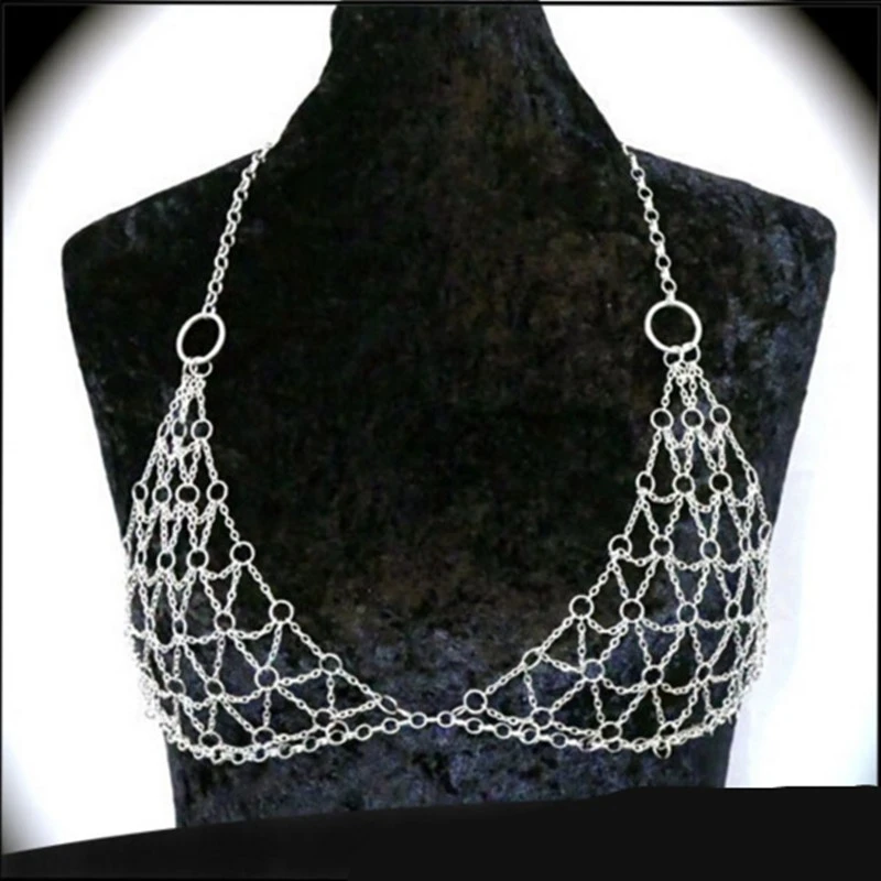 Bikini vendimia de Cota De Malla de Las Mujeres Gitanas Sexy Silver Gold Tone Malla Body Chain Arnés V Collar de Cristal Joyería de La Cintura|waist jewelry|waist chain jewelrygold body