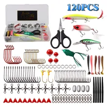 120 шт./кор. двухслойная коробка с рыболовные снасти для рыбалки жесткие приманки рыболовные ножницы плавающие шары приманки рыболовные снасти аксессуары