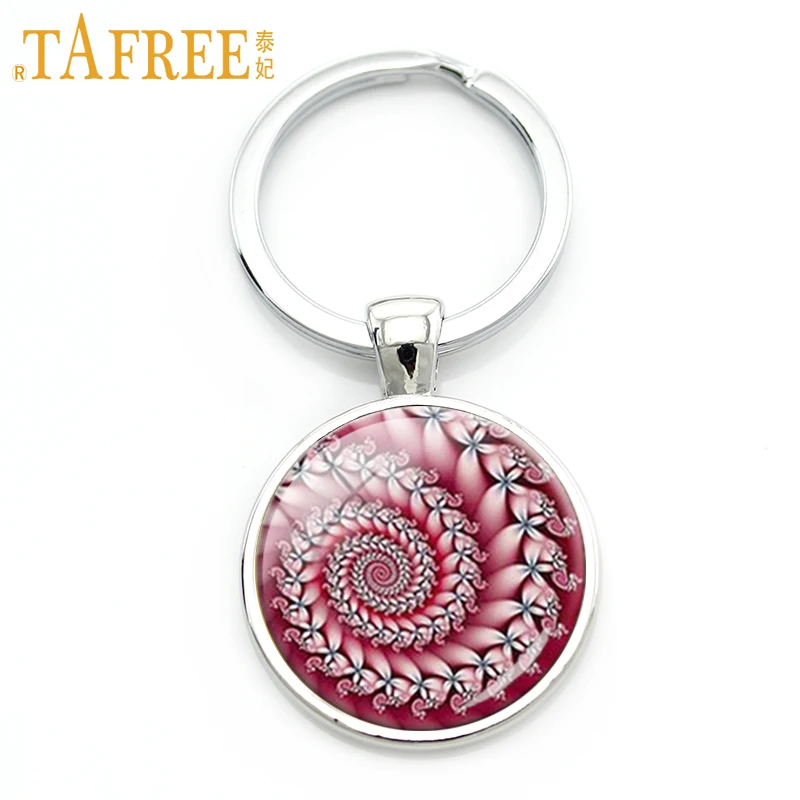 

TAFREE Red Mandala Yoga OM Symbol keychain Like a dragon key chain Retro Handmade round Glass Fashion cabochon jewelry H278
