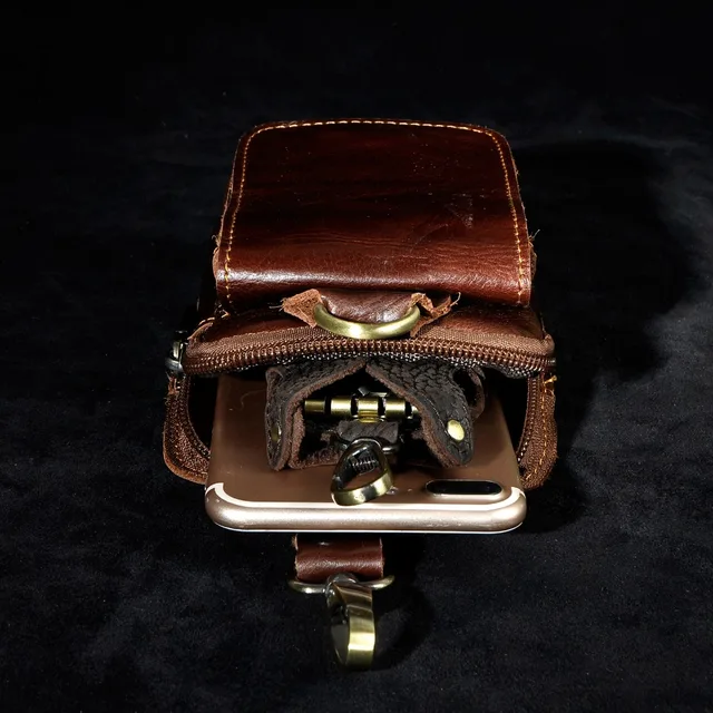 Fashion Quality Leather Small Summer Pouch Hook Design Waist Pack Bag Cigarette Case 6" Phone Pouch Waist Belt Bag 1609 5