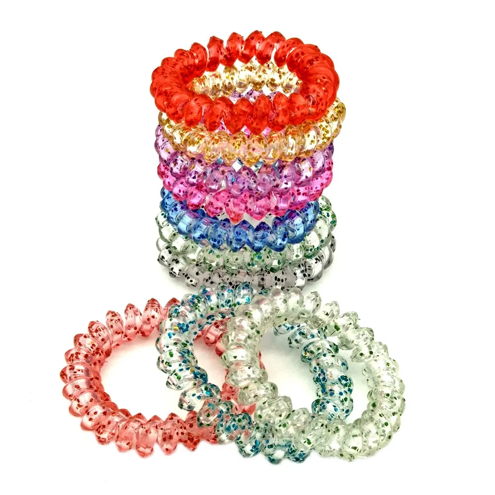 

Hot Lots 10Pcs 5cm Hair Accessories Elastic Hairbands Dot Telephone Line Hair Rope Bands Ring Headwear Accessory