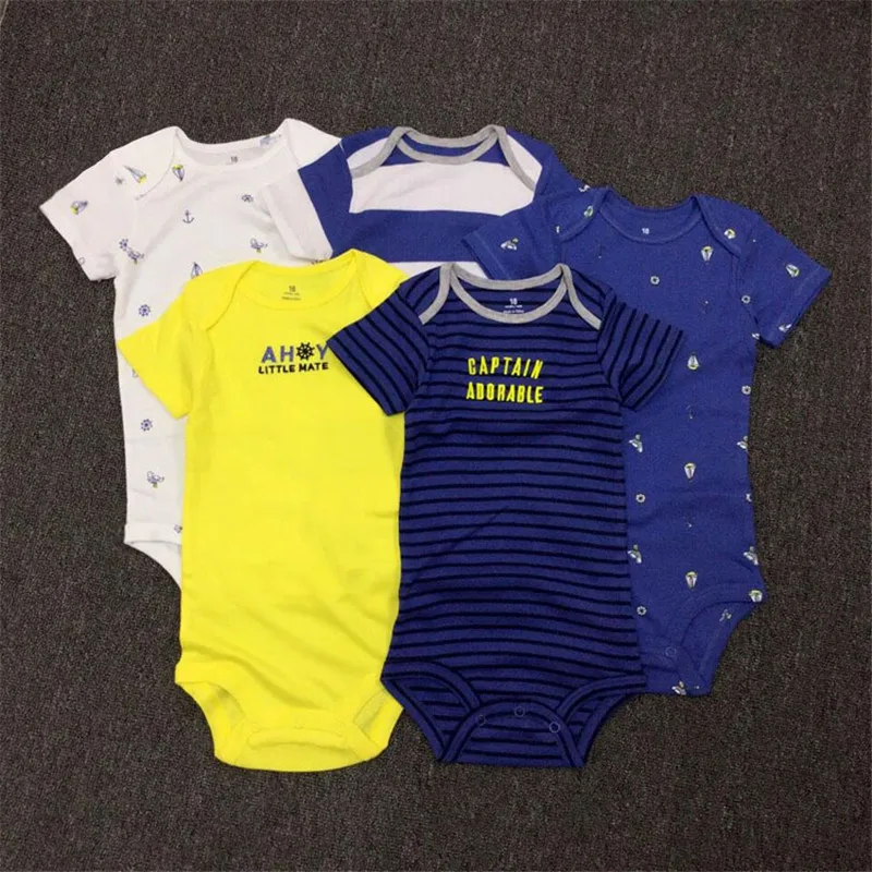 5 Pcs/Lot Fashion Baby infant Rompers set Newborn boy clothing Round