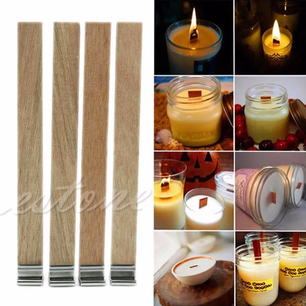 

10Pcs 12.5mm x 150mm Candle Wood Wick with Sustainer Tab Candle Making Supply