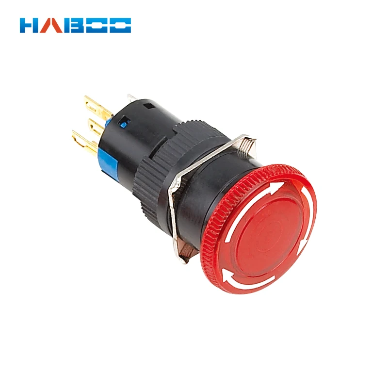 

10pcs/lot dia.16mm mushroom head emergency stop switch with led 6V 12V 24V 110V 220V waterproof IP63 1NO+1NC led lights switch