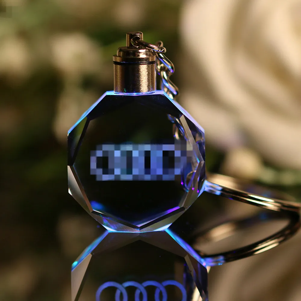

Crystal Car Logo Key Chain Led Light Wall Hanging Rings Keychain Souvenir Gift Styling Chaveiros Personalized Llaveros Llavero