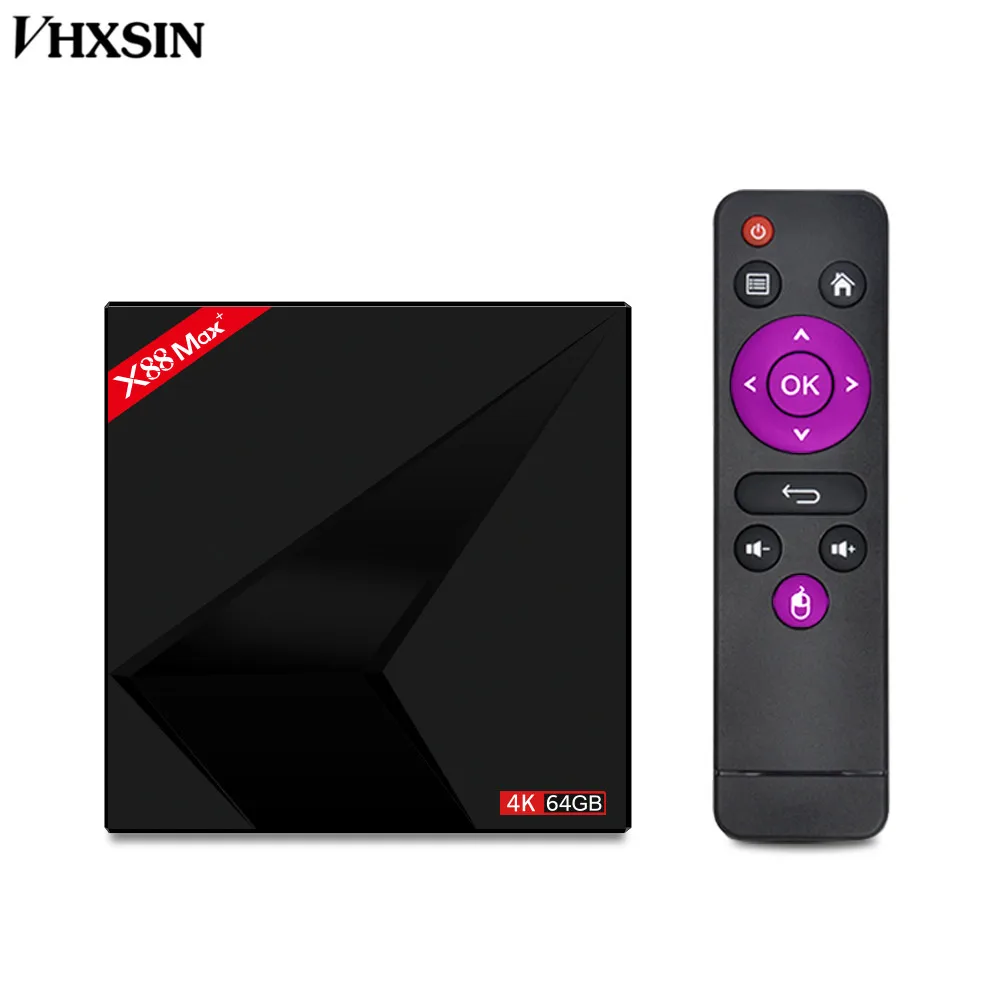 ТВ приставка VHXSIN 10 шт./лот X88 max plus RK3328 4 + 64G HEVC H.265 поддержка для Android 9 0