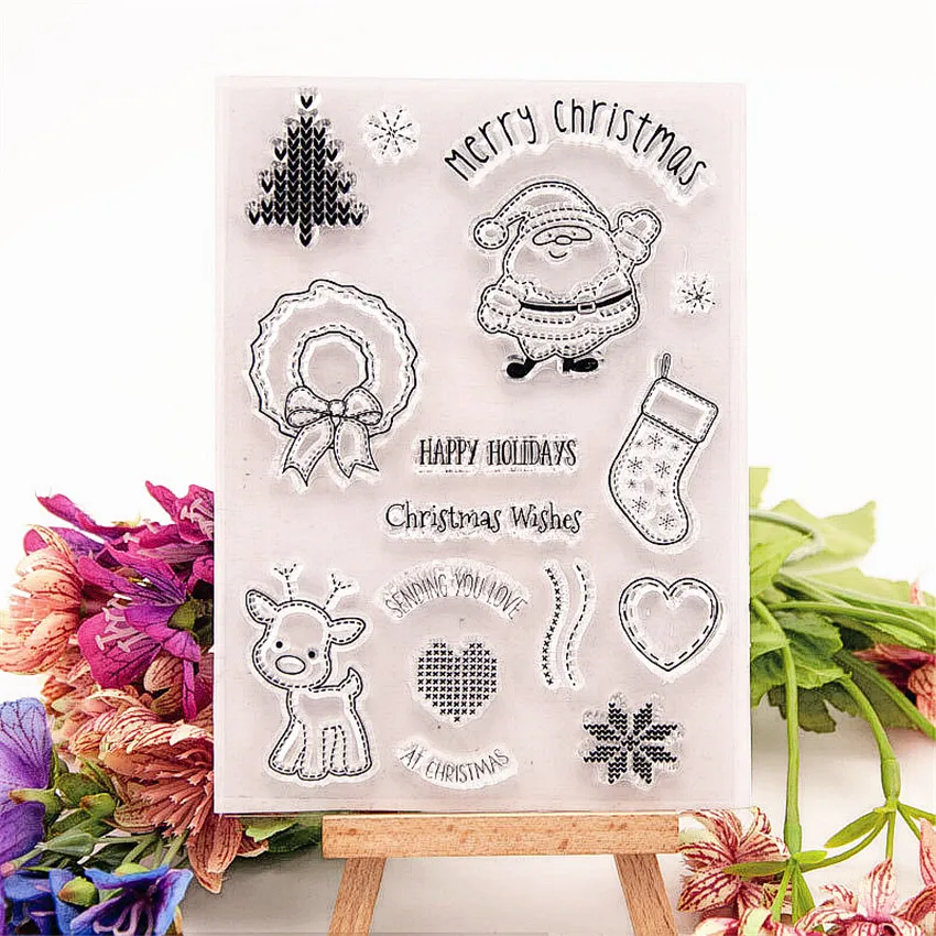 

Hot selling Shiny Christmas set clear stamp / silicone seal roller stamp DIY scrapbook album / card production