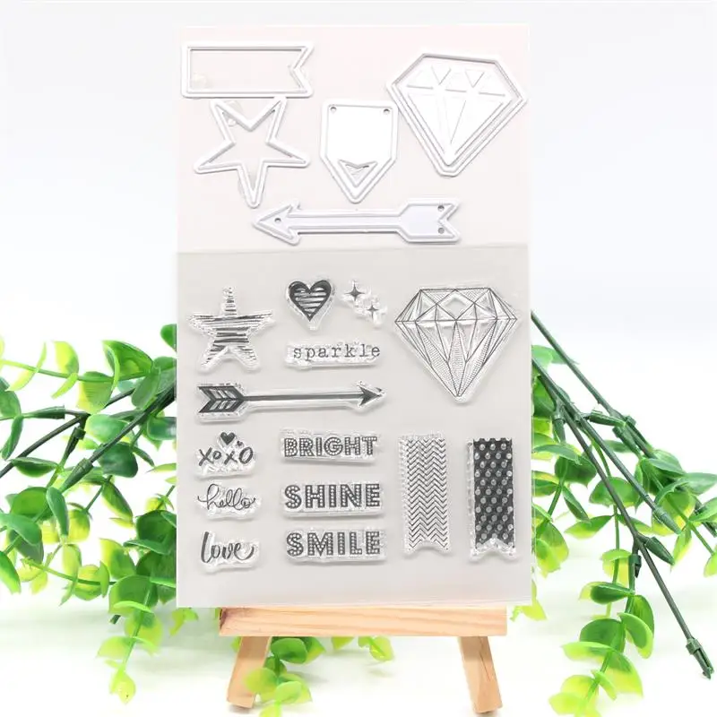 

KSCRAFT Diamond Clear Silicone Stamps And Cutting Dies for DIY Scrapbooking/Card Making/Kids Fun Decoration Supplies