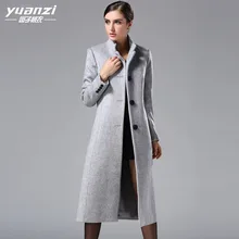 Осень Зима Новое женское кашемировое пальто большого размера модное классическое женское пальто в европейском стиле длинное шерстяное пальто с воротником-стойкой