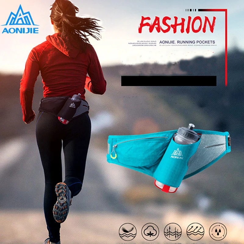 AONIJIE 2018 Sports Running Waist Bag Men Women Waterproof Marathon Hydration Belt Bags Bottle