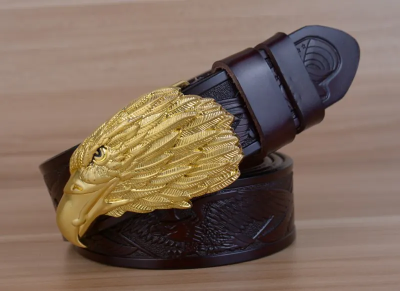 blue leather belt Eagle Designers Luxury Fashion Vintage Male Strap Brand Genuine Leather Belts for Men Punk Cowskin for Jeans Cintos Ceinture brown dress belt